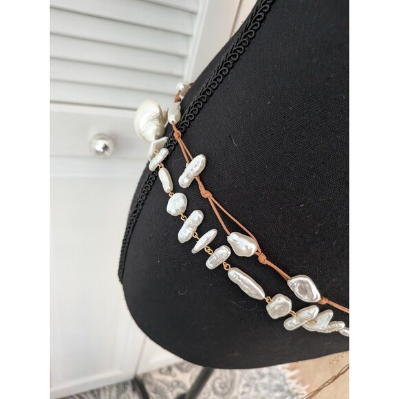 ZARA Belts Women's 2 pack Faux Pearl Shells Cord & Chain Boho Beach Hipster NEW - Picture 7 of 15